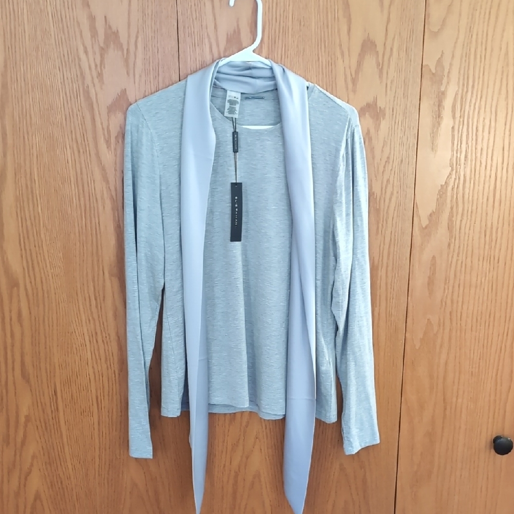 Elie Tahari Gray Melange Knit Top